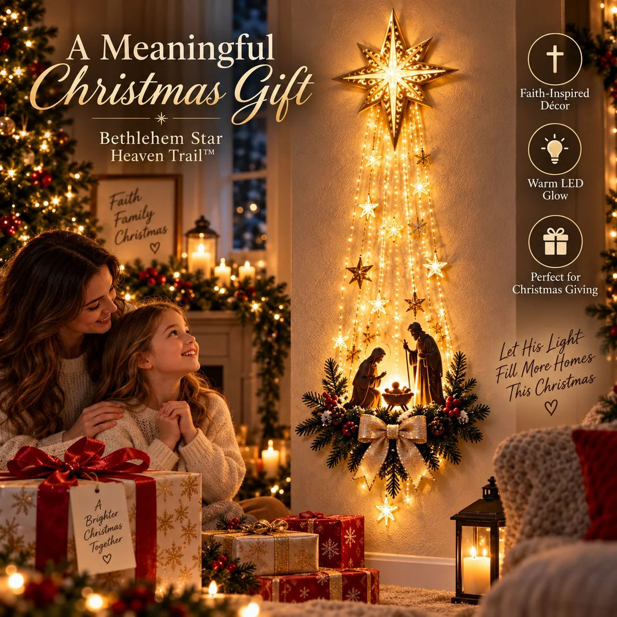 🔥Buy 2 Get 10% OFF🔥✝️ Bethlehem Star of Faith™ – Lighted Nativity Wall Decor✝️✝️