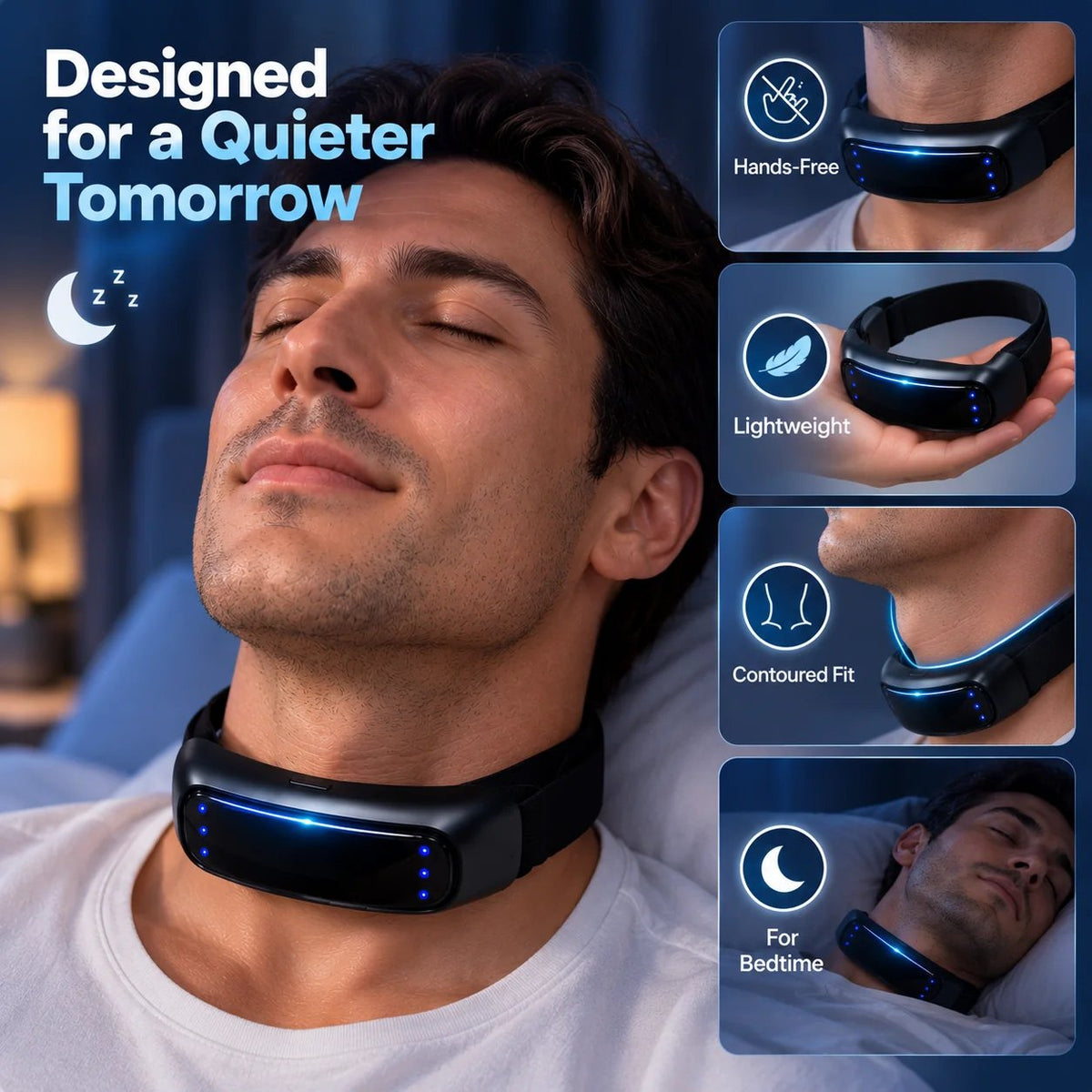 🌙 HOT SALE | Snoring Support Neck Wearable – Lightweight Hands-Free Bedtime Device for Quieter Night Routines