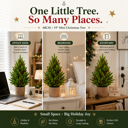 🎄 19" Lifelike Mini Christmas Tree – Festive Tabletop Holiday Decor ✨