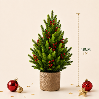 🎄 19" Lifelike Mini Christmas Tree – Festive Tabletop Holiday Decor ✨