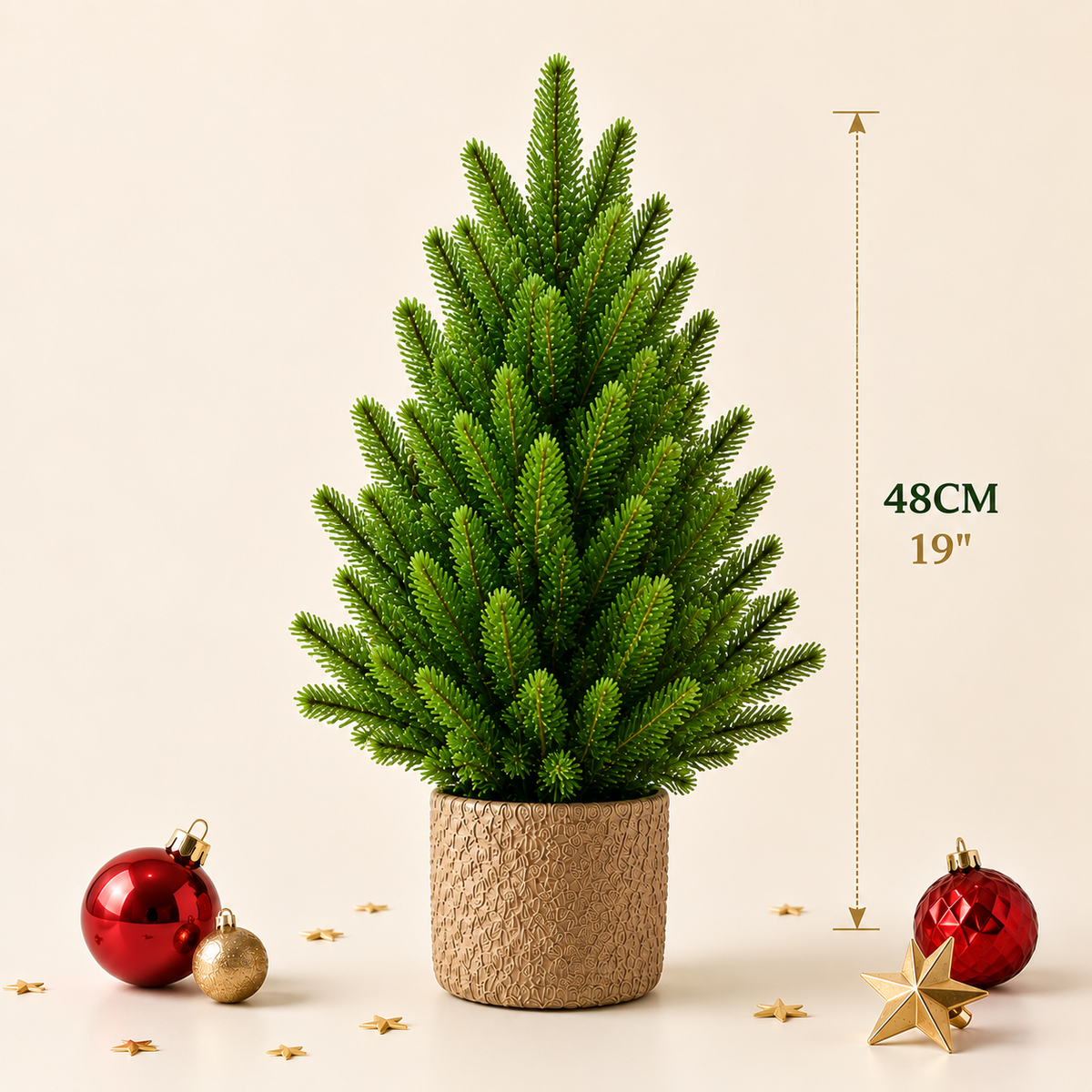 🎄 19" Lifelike Mini Christmas Tree – Festive Tabletop Holiday Decor ✨