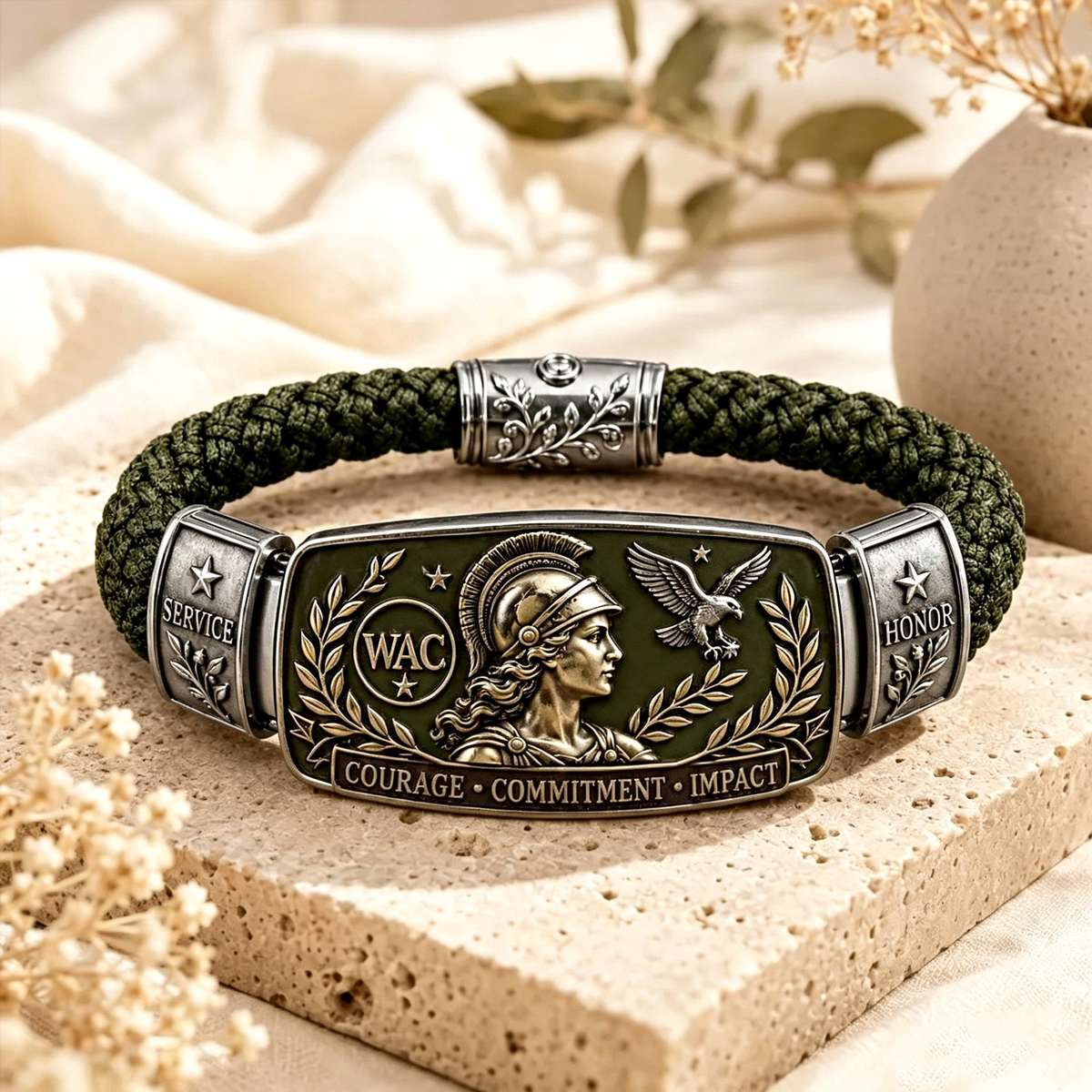 Empowered Service Women's Veteran Bracelet Collection | Patriotic Braided Cord Keepsake