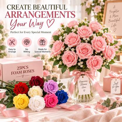 🌸 Everlasting Foam Roses – 25PCS Realistic Artificial Flowers