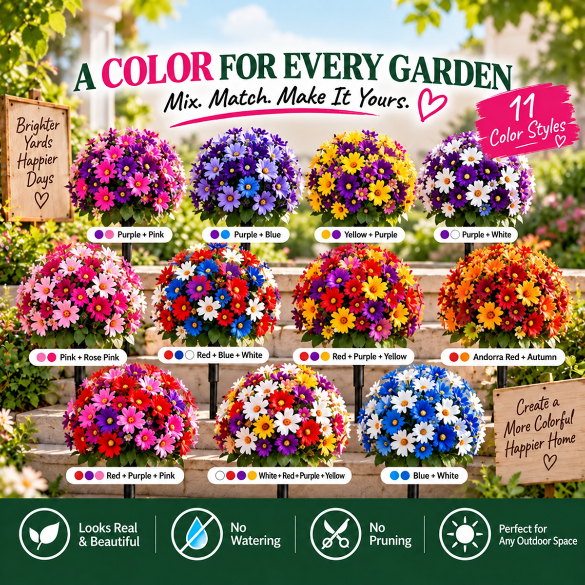 🌸 Ever-Blooming Garden Flower Stakes