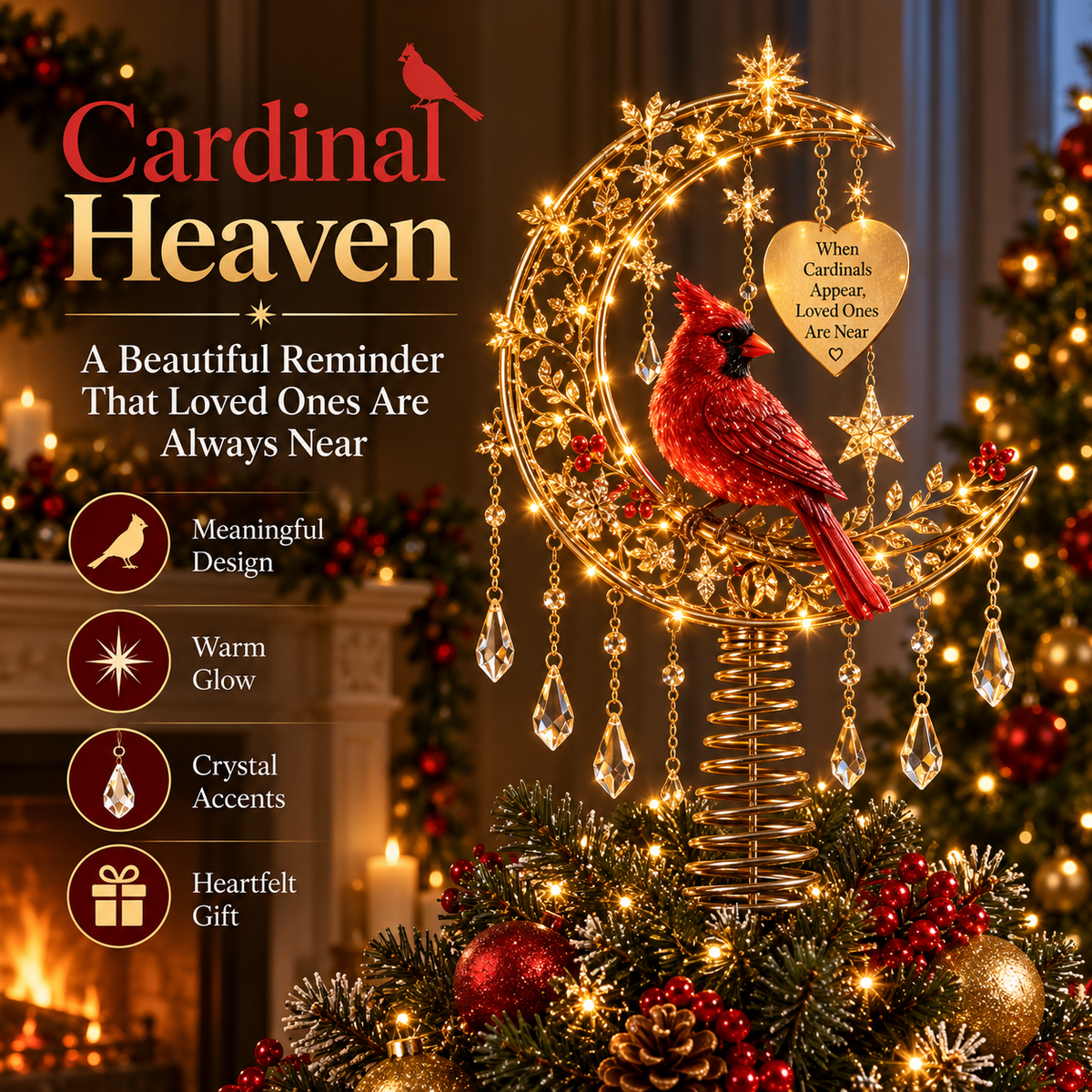💯❤️‍🔥Cardinal Heaven’s Light Tree Topper