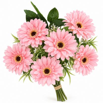 🌼 Realistic Gerbera Daisy Bouquet – 7-Bloom Artificial Flowers for Home Décor