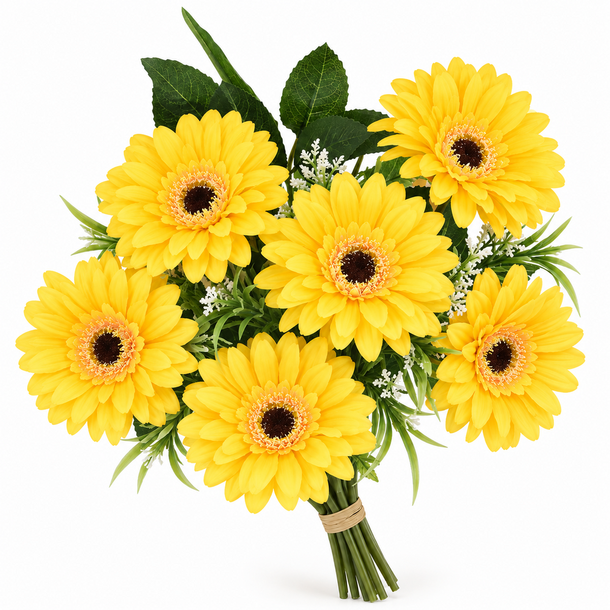 🌼 Realistic Gerbera Daisy Bouquet – 7-Bloom Artificial Flowers for Home Décor