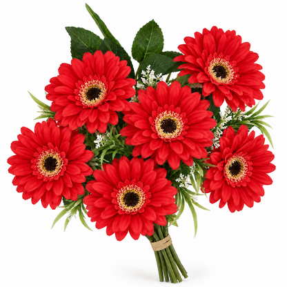🌼 Realistic Gerbera Daisy Bouquet – 7-Bloom Artificial Flowers for Home Décor