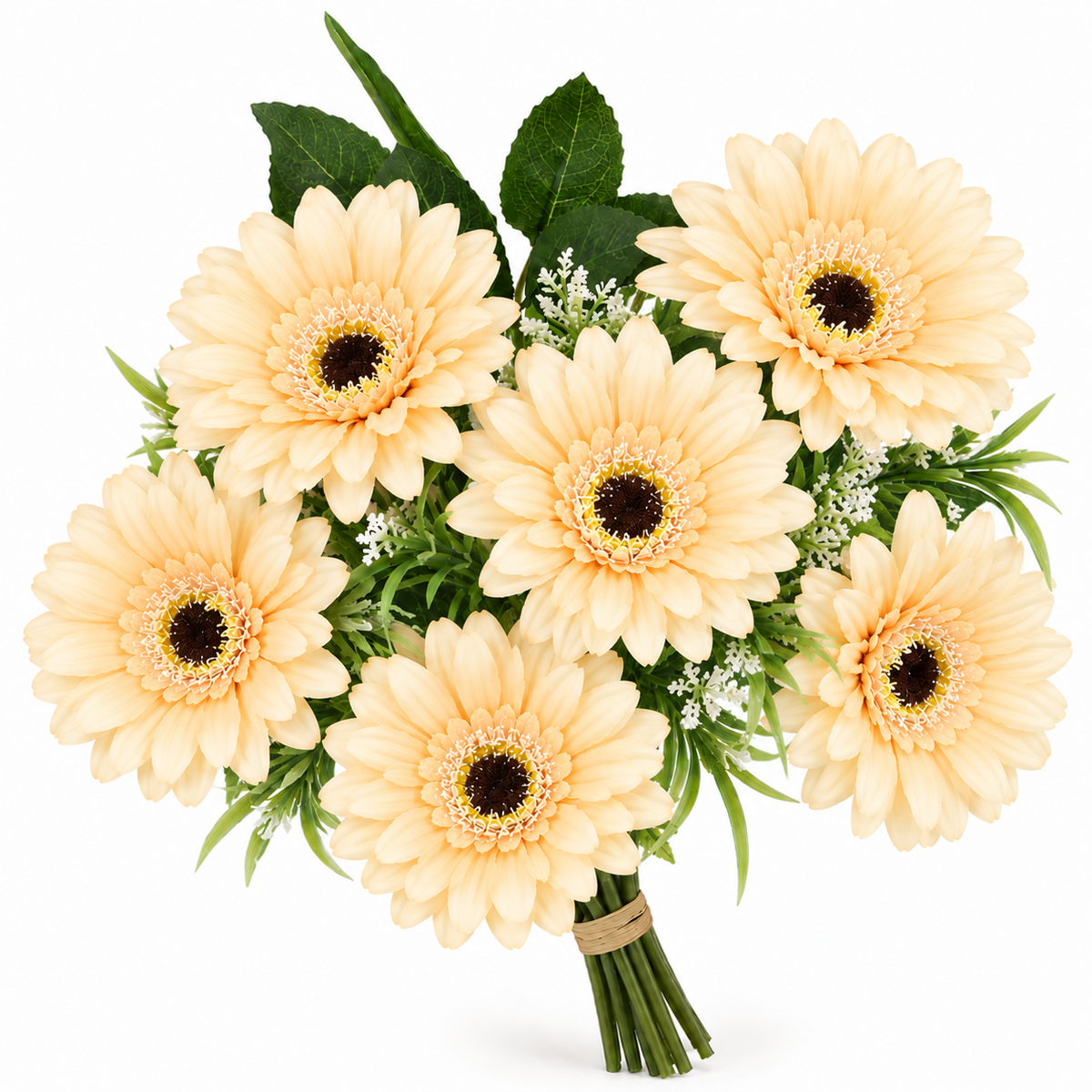 🌼 Realistic Gerbera Daisy Bouquet – 7-Bloom Artificial Flowers for Home Décor