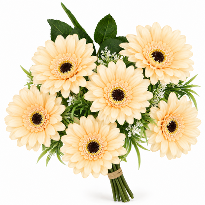 🌼 Realistic Gerbera Daisy Bouquet – 7-Bloom Artificial Flowers for Home Décor