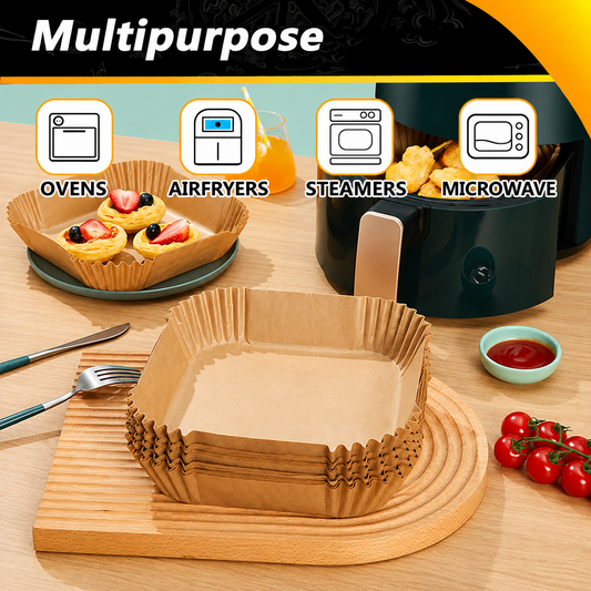 100PCS Disposable Air Fryer Paper Liners – Non-Stick, Oil-Proof & Easy Cleanup
