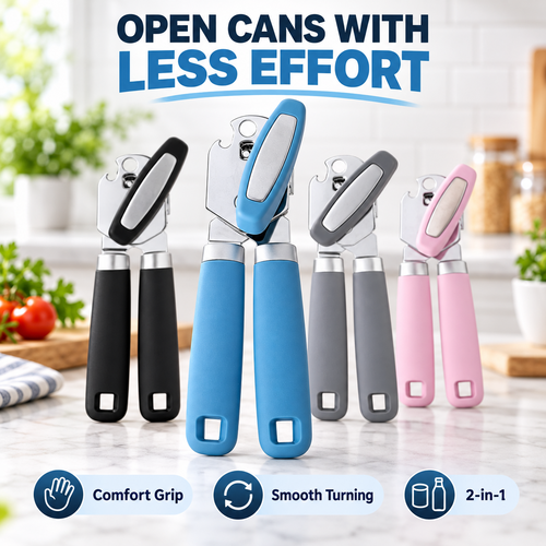 🥫 EasyTurn Comfort Can Opener – Effortless Grip & Smooth Cutting