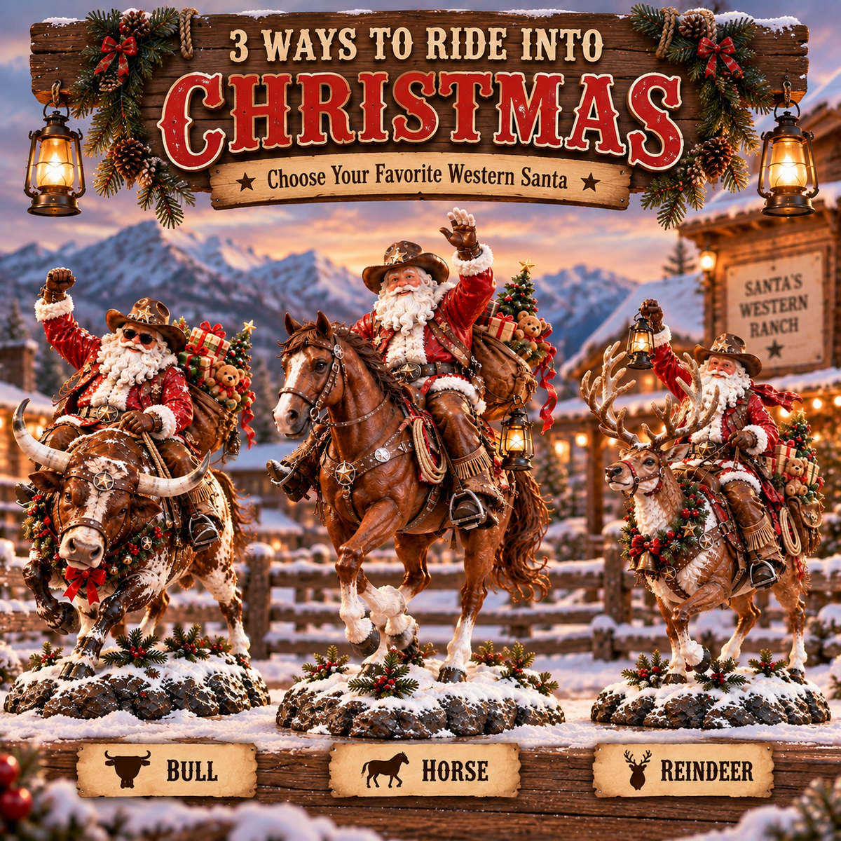🤠 Western Christmas Santa Rider Figurine Collection
