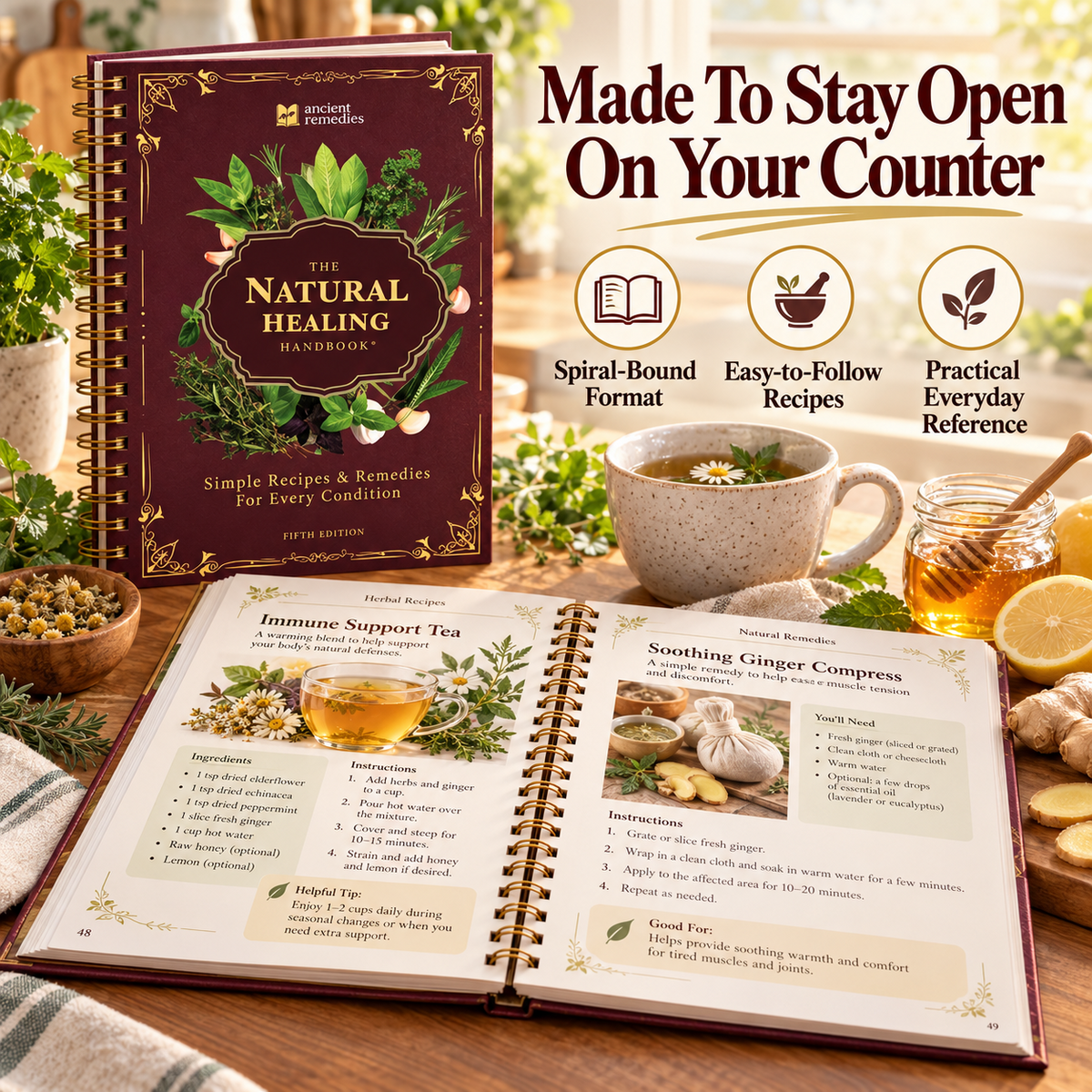 🌿 The Natural Healing Handbook – 256 Herbal Remedies & Everyday Wellness Recipes