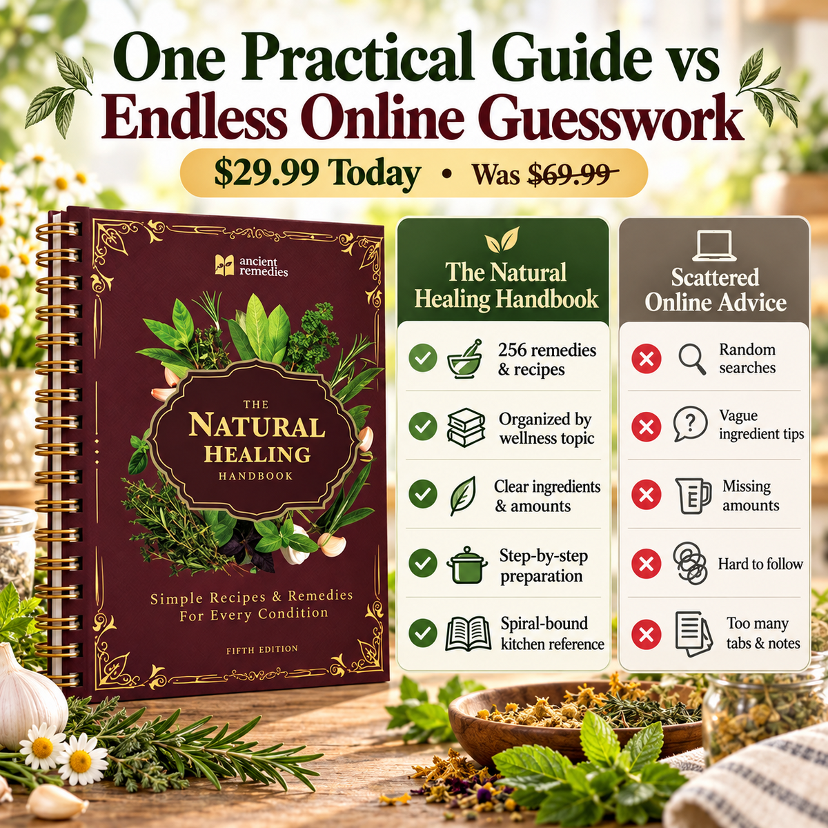 🌿 The Natural Healing Handbook – 256 Herbal Remedies & Everyday Wellness Recipes