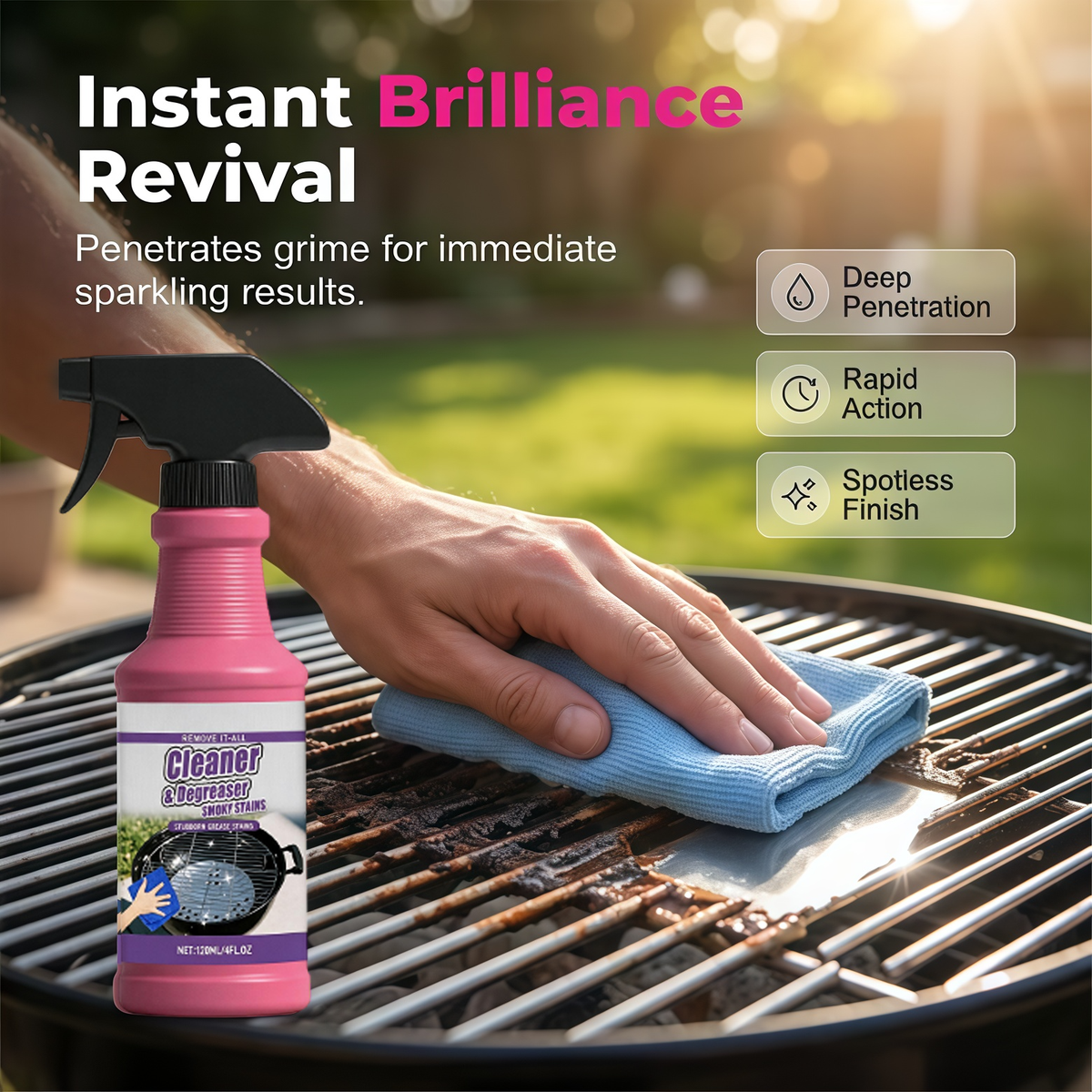 🔥 Fast-Acting Grill Degreaser — Powerful Grease Cleaner + 🎁FREE Towel & Sponge🎁