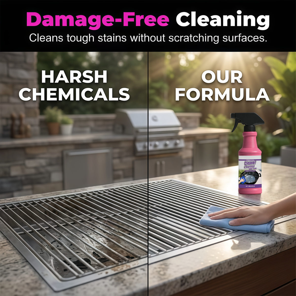 🔥 Fast-Acting Grill Degreaser — Powerful Grease Cleaner + 🎁FREE Towel & Sponge🎁