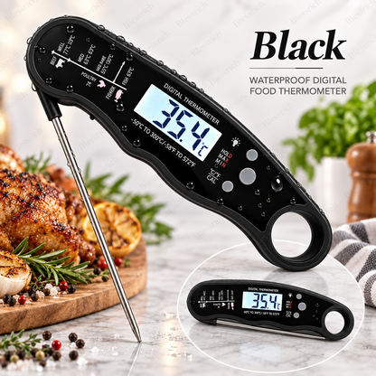 🔥 Stop Guessing! Instant-Read Digital Meat Thermometer 🌡️ – 0.8s Fast Reading | ±1°C Accuracy | Waterproof | Backlit LCD | Foldable 110mm Probe | °C/°F | Perfect for Steak, BBQ, Grilling, Baking & Cooking 🎉 Limited-Time Deal
