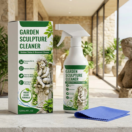 Garden Sculpture Ornament Cleaner✨ Outdoor Stone Resin Metal Decor Algae & Stain Remover Spray With Cleaning Cloth