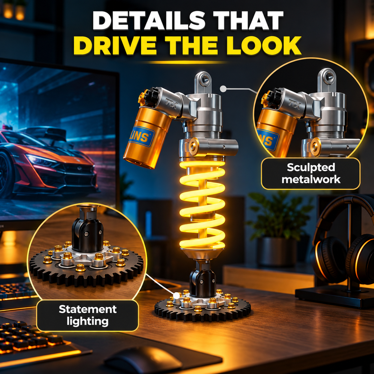 🏎️ Racing Shock LED Desk Lamp