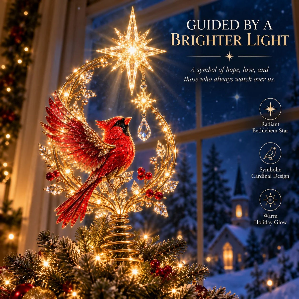 💯❤️‍🔥Cardinal Heaven’s Light Tree Topper