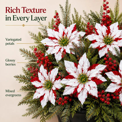 ❤️ Christmas Poinsettia Arrangement — Festive Holiday Decor 🎄🌺 6 Bunches Recommended for the Full Look ✨