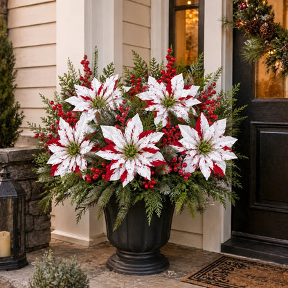 ❤️ Christmas Poinsettia Arrangement — Festive Holiday Decor 🎄🌺 6 Bunches Recommended for the Full Look ✨