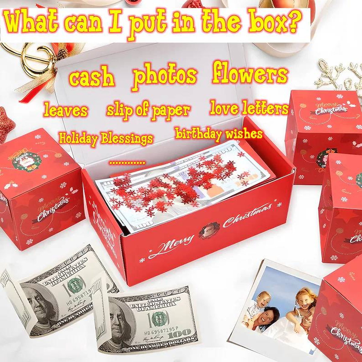 Christmas Pop-Up Surprise Gift Box, Folding Bouncing Red Envelope Box