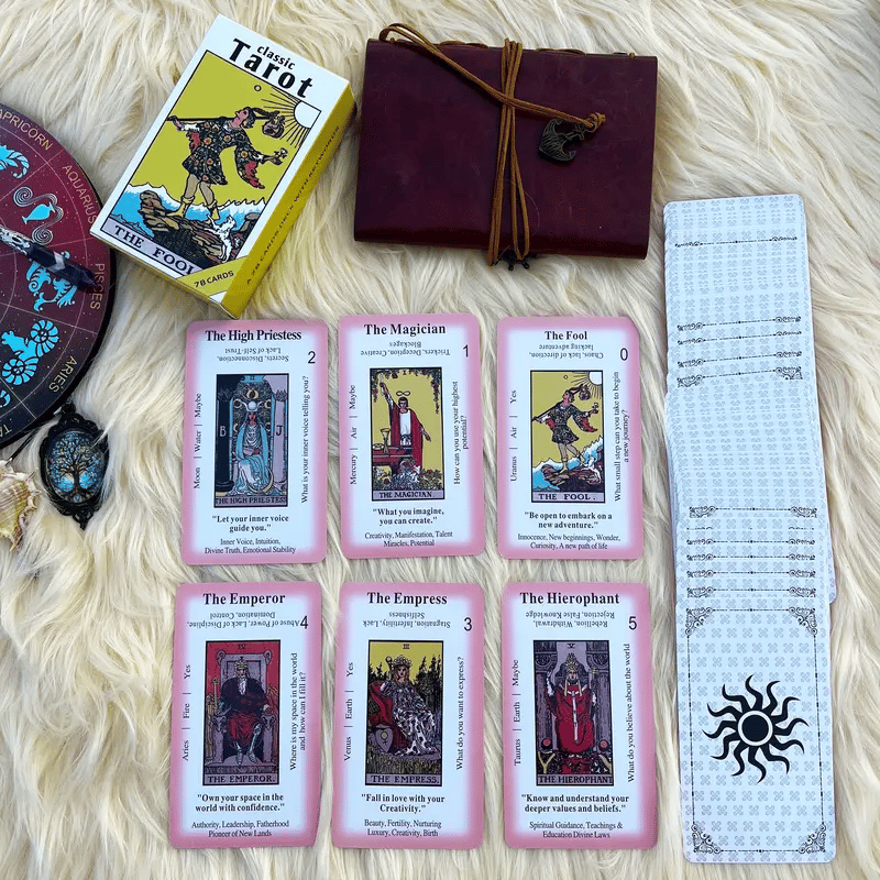 🔮Tarot Learning Set💜beginner friendly Divination Tools📔Essential Tarot Kit for Beginners✨