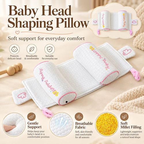 👶Infant Shaped Headrest-Bilateral positioning pillow column, gentle guide head sleeping posture