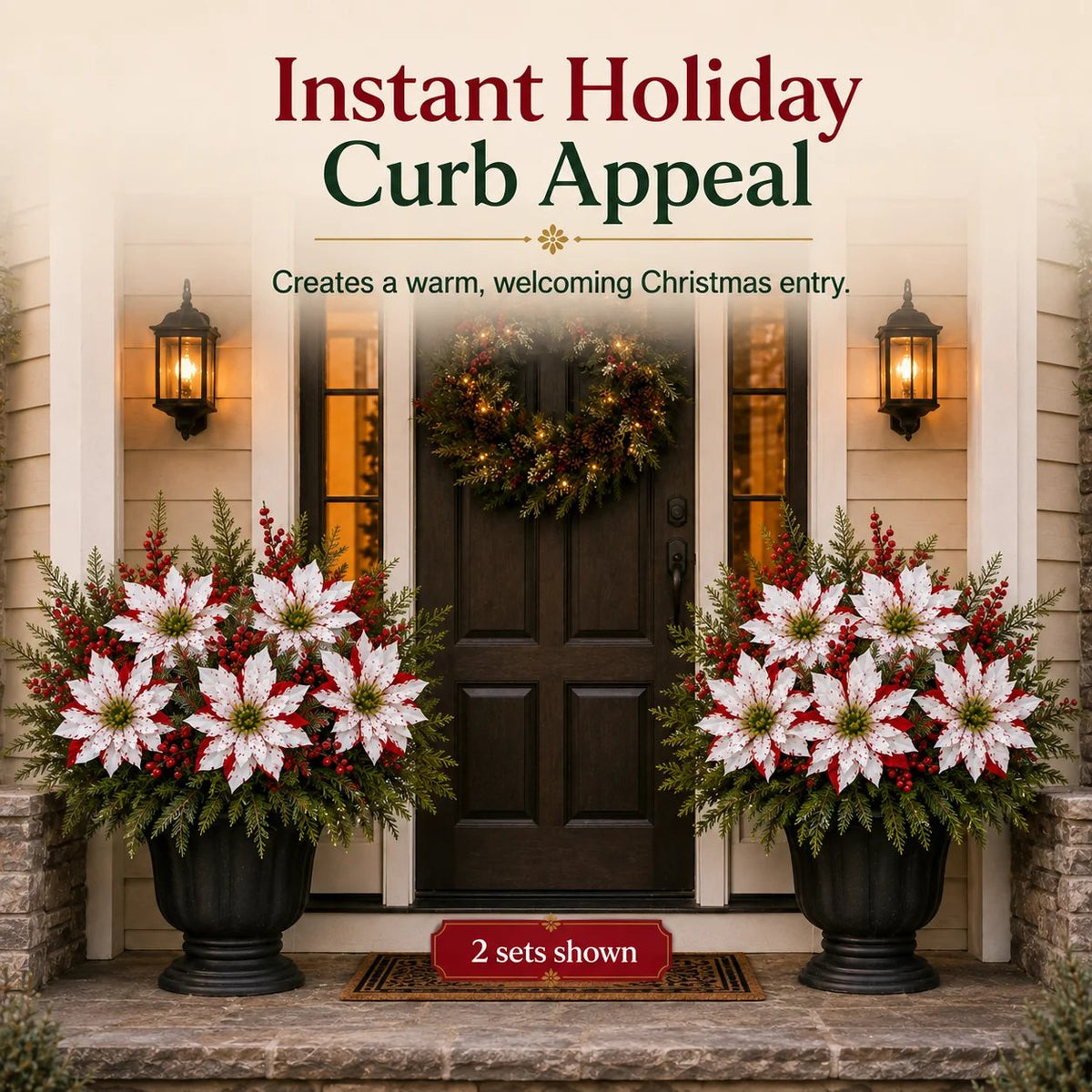 ❤️ Christmas Poinsettia Arrangement — Festive Holiday Decor 🎄🌺 6 Bunches Recommended for the Full Look ✨