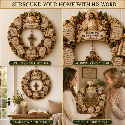 Christian Scripture Wreath Collection – Wood Faith-Inspired Décor