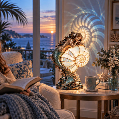 🧜‍♀️ Moon Tide Mermaid Nautilus Lamp