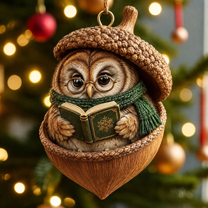 🌰🐿 Woodland Nut Hideaway Christmas Ornament – 3D-Style Raised Detail Forest Animal Keepsake