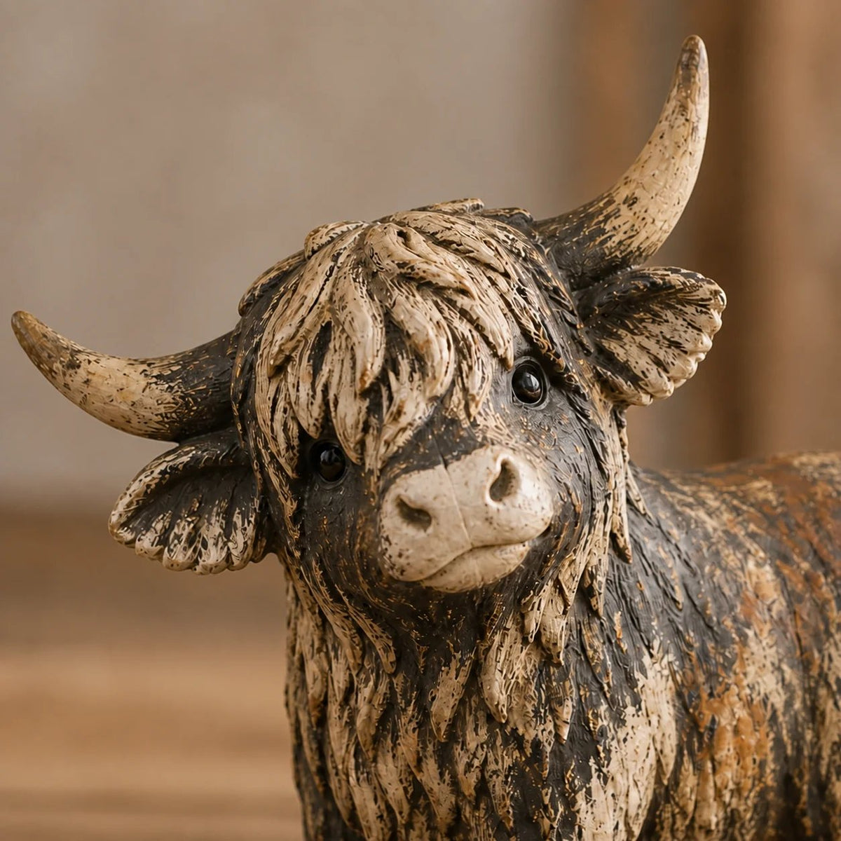 🐮 Rustic Highland Cows Figurine – Charming Farmhouse Tabletop Decor