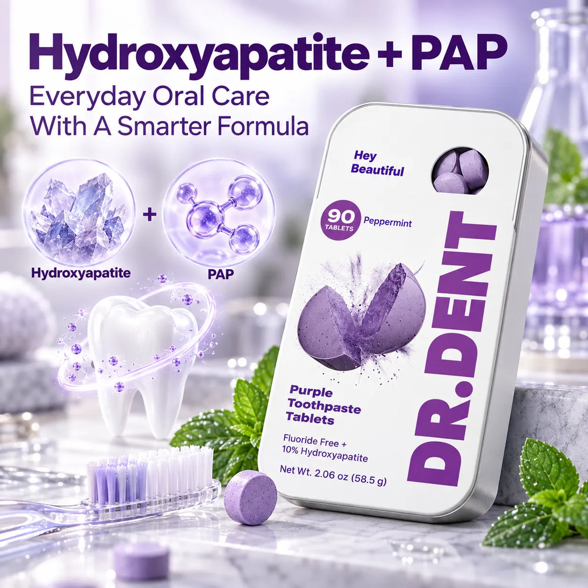 🔥😍BUY 1 GET 1 FREE-Purple Toothpaste Tablets With Hydroxyapatite & PAP🦷