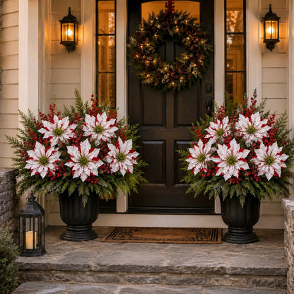❤️ Christmas Poinsettia Arrangement — Festive Holiday Decor 🎄🌺 6 Bunches Recommended for the Full Look ✨