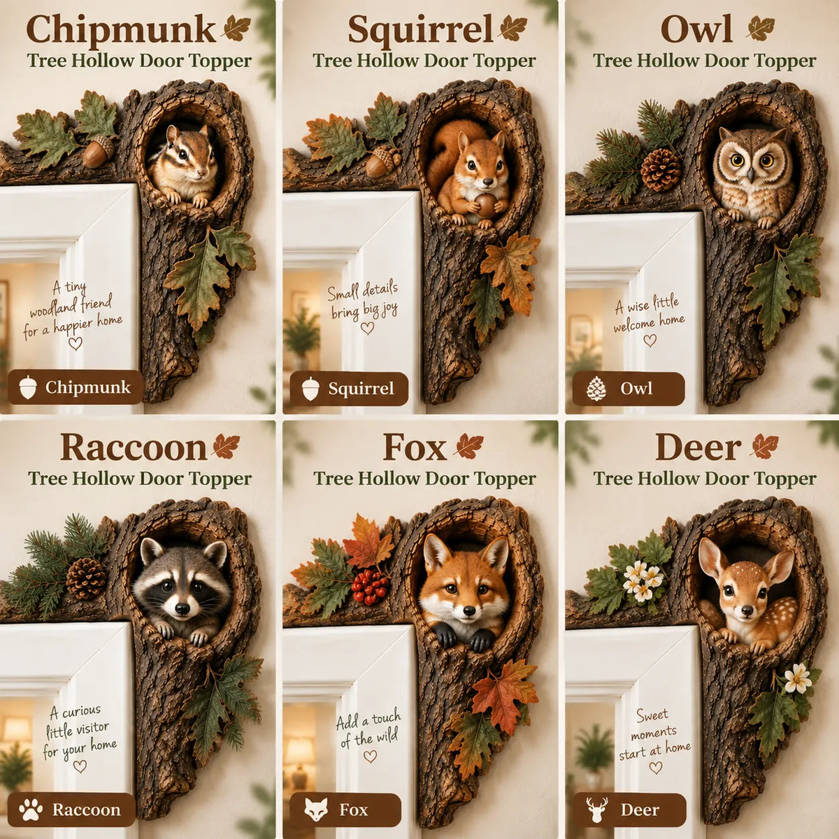 🐿️ 3D Chipmunk Tree Hollow Door Decor — ✨2-Piece Set✨