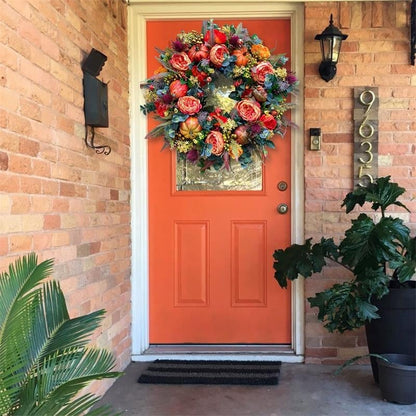 🍂 Handmade Peony & Pumpkin Wreath — Cozy Fall Charm 🎃