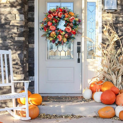 🍂 Handmade Peony & Pumpkin Wreath — Cozy Fall Charm 🎃