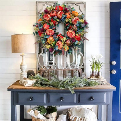 🍂 Handmade Peony & Pumpkin Wreath — Cozy Fall Charm 🎃
