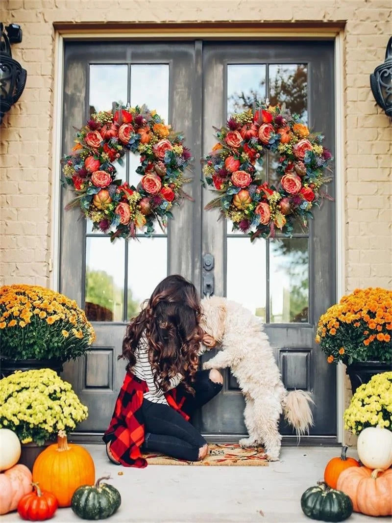 🍂 Handmade Peony & Pumpkin Wreath — Cozy Fall Charm 🎃