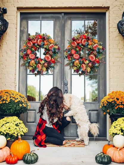 🍂 Handmade Peony & Pumpkin Wreath — Cozy Fall Charm 🎃