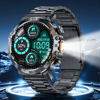 🏔️ Outdoor Smartwatch – Rugged, LED Flashlight & Bluetooth Calling – For Sports, Fitness & Adventure 🔦