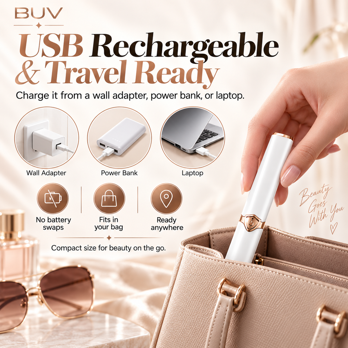 2-in-1 Heated Eyelash Curler, 3 Temperature Modes, USB Rechargeable