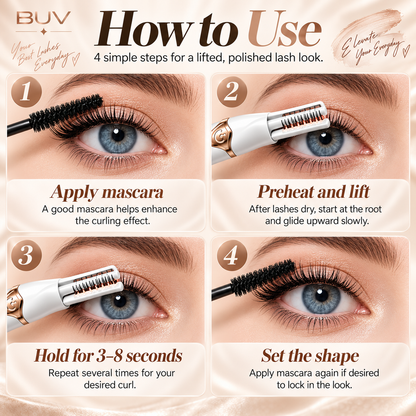 2-in-1 Heated Eyelash Curler, 3 Temperature Modes, USB Rechargeable