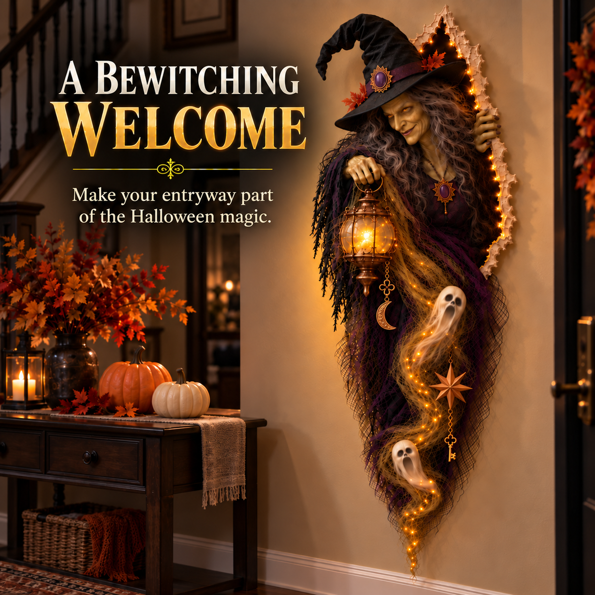 🎃 Halloween Hot Sale – 55% OFF | Enchanted Witch Wall Light™