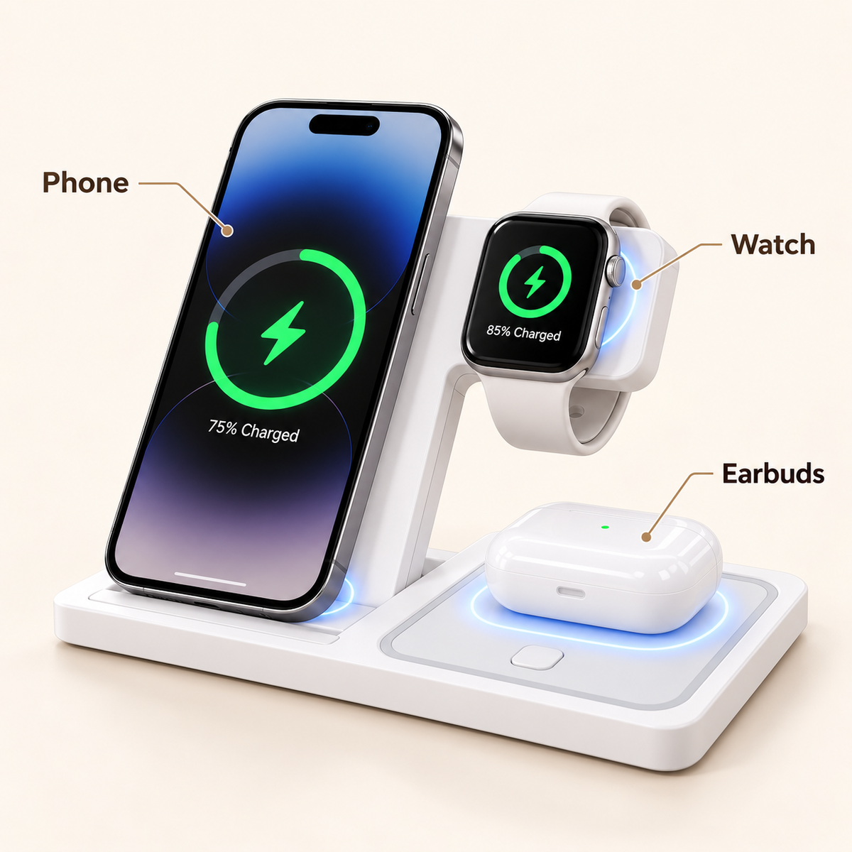 ⚡ FoldCharge 3-in-1 Wireless Charging Station