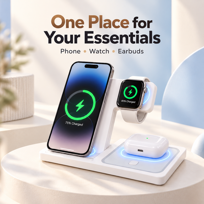 ⚡ FoldCharge 3-in-1 Wireless Charging Station