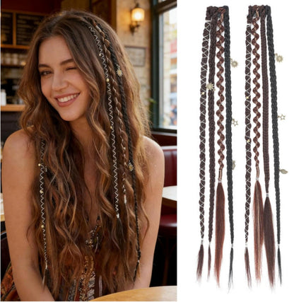🌿 Boho Beaded Clip-In Braids – Effortless Festival & Everyday Hair Transformation